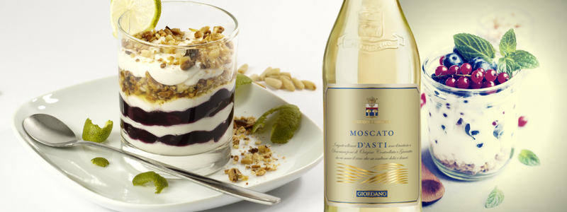 Crema di ricotta e cioccolato, servita con Moscato d'Asti DOCG